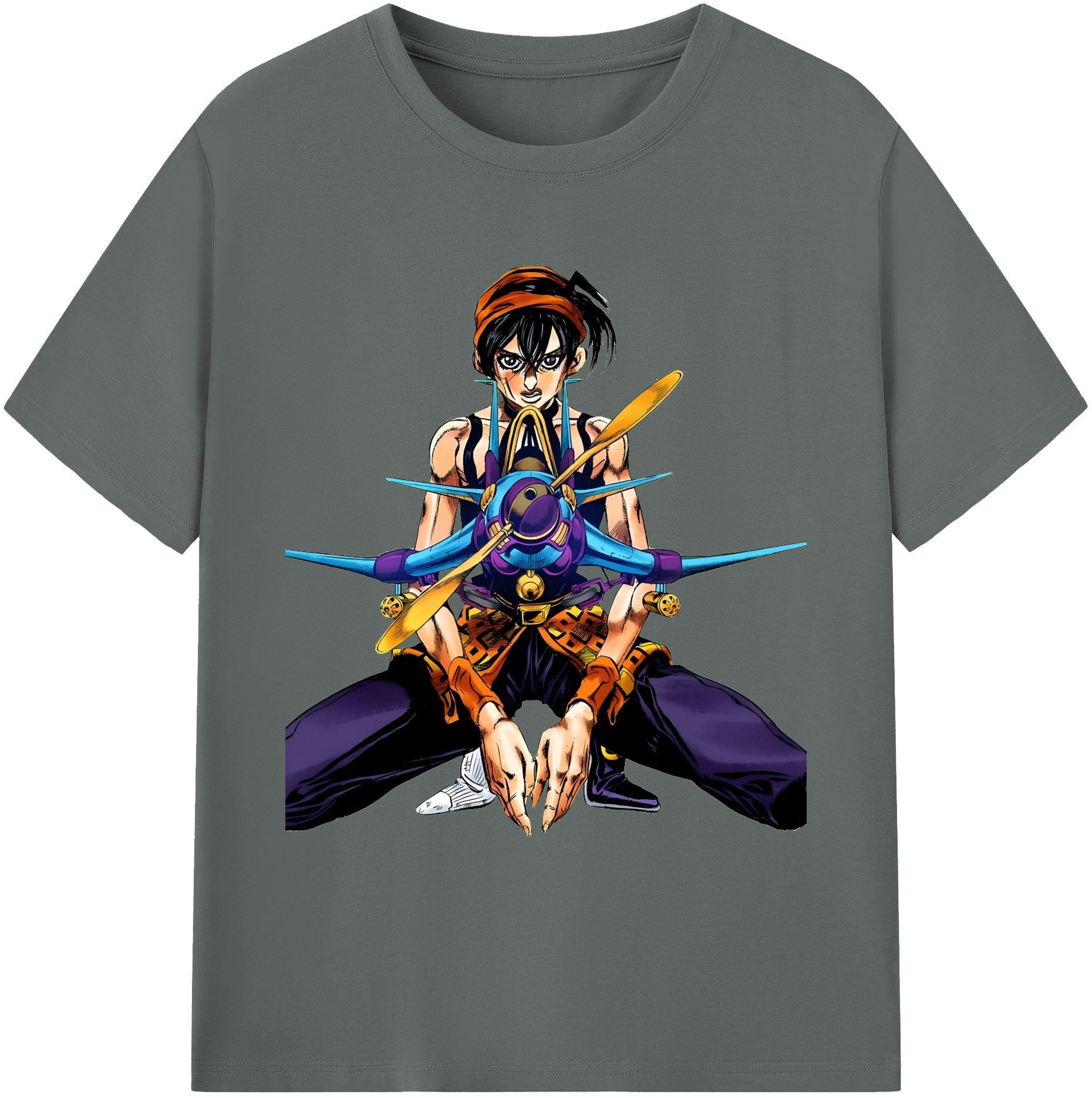 （画像用） ジョジョの奇妙な冒険 ナランチャ?ギルガ JoJo's Bizarre Adventure Narancia Ghirga 綿100％ メンズ半袖Tシャツ｜肌触りやわらか＆通気性